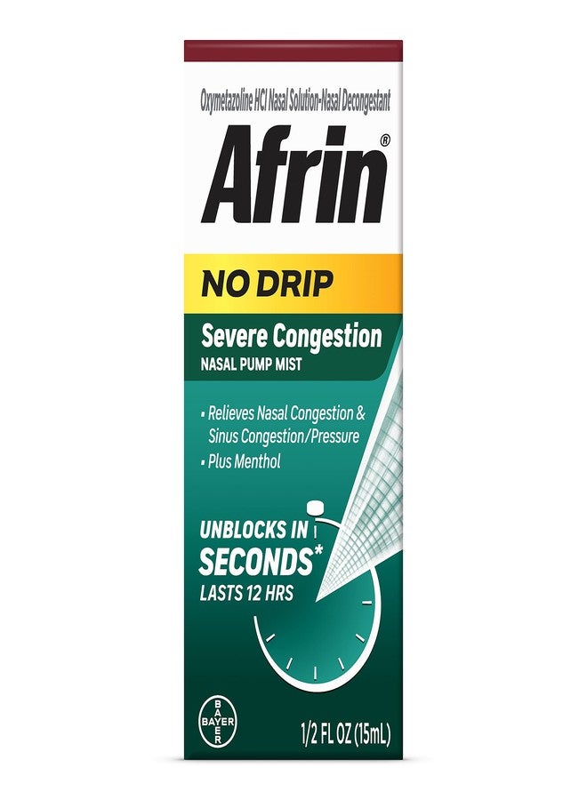 Afrin No Drip Severe 12 Hour Nasal Decongestant Pump Mist - 0.5 ounce - Image 1